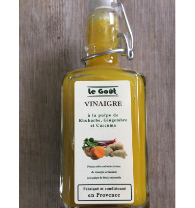 Vinaigre à la pulpe de Rhubarbe-Gingembre et Curcuma
